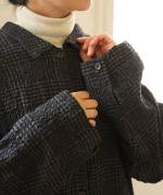 コットンウールグレンチェック　コートワンピース